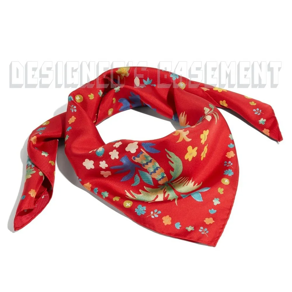 SALVATORE FERRAGAMO red floral Fortuna YEAR OF THE PIG silk scarf NWT+envelope🎁 - Picture 2 of 6
